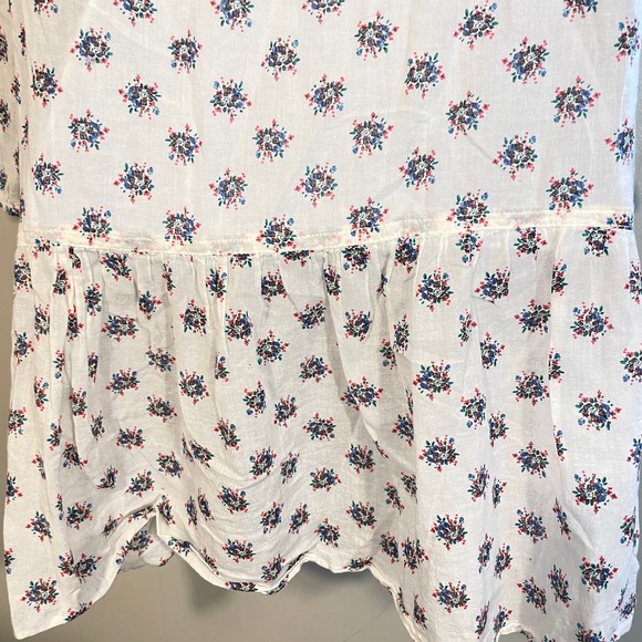 Aerie Floral Peasant Tunic Blouse White Long Sleeve Boho Peplum Size Small - Picture 5 of 7
